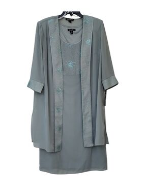 Dana Kay Sage Green Embellished Midi Dress & Jacket Set